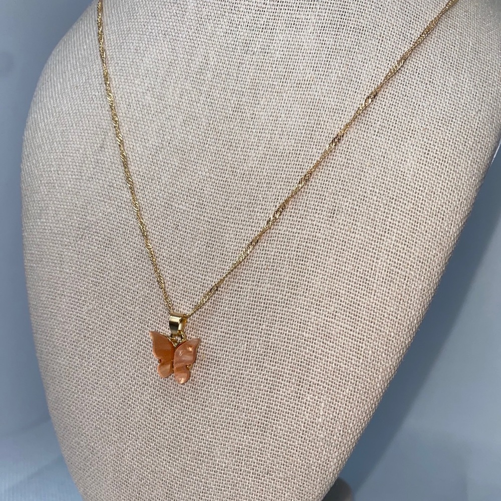 Orange Butterfly Necklace